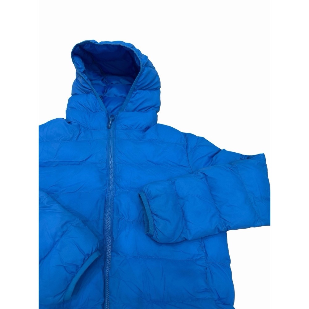 Uniqlo Ultra Light Kids Blue Jacket Lightweight Hooded Size 9/10